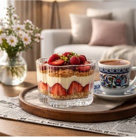 Resim Porsima Ryg7061 Flower 6lı Cam Kase Puding Magnolya Tatlı Ve Dondurma Kasesi Kahvaltılık Kase Seti Çerez Kasesi 6x7,5cm Şeffaf 