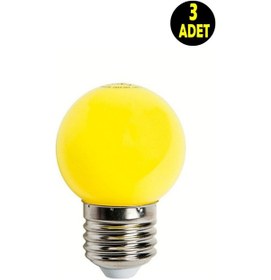 Resim 3 Adet Sarı Işık Enerji Tasarruflu Renkli Led Gece Lambası Ampulu 