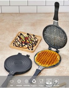 Resim Döküm Granit Waffle Tavası Bakalit Saplı Siyah 