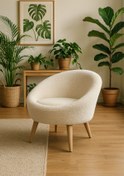 Resim S Home Design Concept Lucca Elips Berjer Ahsap Ayak, Teddy, Krem 