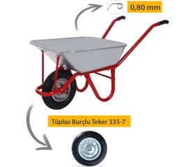 Resim Kanat Galvanizli Tüplas Burçlu Teker Demonte El Arabası 0.80 mm Sac 