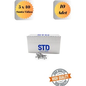 Resim mobilyap Std 5X40 Sunta Vidası Sivri Uçlu Ahşap Tahta Ağaç Mobilya Ayak Kulp Vidası 10 Adet 