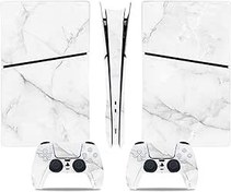 Resim PS5 Slim Skin Digital Edition Konsol ve Denetleyici, PS5 İnce Çıkartmalar Playstation 5 Konsolu ve Denetleyicileri için Vinil Çıkartmalar, Dijital Sürüm (Beyaz Mermer) 