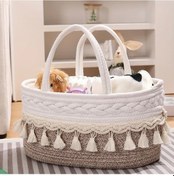 Resim Maxaccess Bohem Puantlı Püsküllü Bebek Bezi Çantası Taşınabilir Mendil Oyuncak Sepeti 