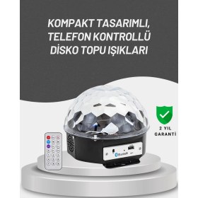 Resim S'82 Uzaktan Kumandalı Rgb LED Disko Topu Bluetooth Hoparlörlü 