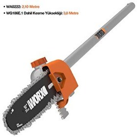 Resim Worx WA0222 WG186E.1 ile Uyumlu 25 CM Teleskobik Uzatmalı Zincirli Dal Budama Başlığı 