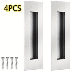 Resim Willowhaven 4 Adet Fırçalanmış Paslanmaz Çelik Gömme Parmak Tutamak - Modern Kapı Aksesuarları 