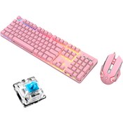 Resim Ajazz 104 Tuşlu RGB Arkadan Aydınlatmalı Oyun Klavyesi Fare Seti Kırmızı Switch Ajazz