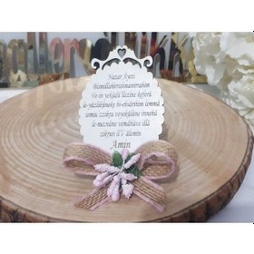 Resim Ahşap Hasir Suslu Nazarlık Hediyelik 30 Adet 