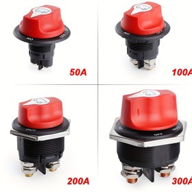 Resim 50A, 100A, 200A ve 300A Otomotiv Aküsü Yarış Ralli Anahtarları, 12V Akü İzolasyon Anahtarları, Karavanlar, Motosikletler, Kamyonlar ve Tekneler için Ayırma Anahtarları, Döner Güç İzolasyon Anahtar Kiti. 