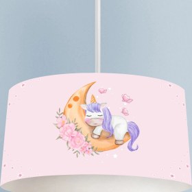 Resim Mekta Home Uyuyan Unicorn Desenli Pembe Avize 