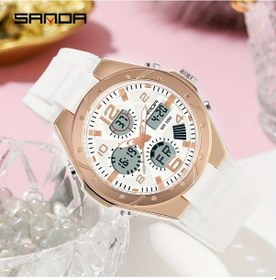 Resim Gaojunshop01 Beyaz Gül Altın Çift Tarzı Sanda Spor Elektronik Saati Işık Alarm Kronometre Hediye Diğer 