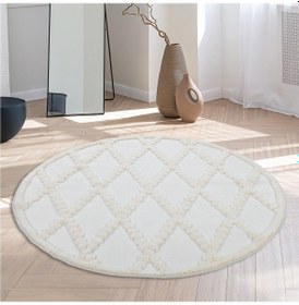 Resim Madu Yumuşak Yuvarlak Krem Halı Çocuk Odası, Oturma Odası, Mutfak Ve Antre Halısı Krem 