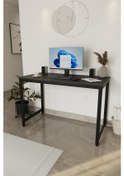 Resim Siyah Çalışma Masası 120x60, Bilgisayar Masası, Ofis Masası, Metal Ayaklı Siyah 