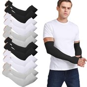 Resim 6 Çift Nefes Alabilen Sıkıştırma Kol Kollukları - Siyah, Beyaz ve Gri, Güneşten Koruyucu ve Güçlü, Günlük Seyahat, Egzersiz ve Tatoo Kapsama için, Poliamid Kumaş, Günlük Seyahat Ekipmanı | Şık Kol Giyimi | Rahat Uyum 