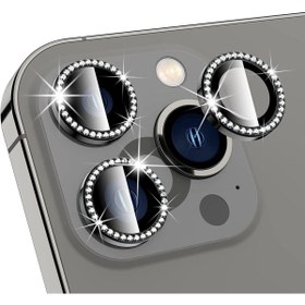 Resim KVK PRİVACY Iphone 11 Pro / Iphone 11 Pro Max / Iphone 12 Pro Uyumlu Siyah Taşlı Kamera Lensi Koruyucu 