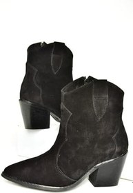 Resim fox SHOES T380082502 Süet Kovboy Model Kalın Topuklu Kadın Bot 