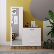 Resim Robin Home Alice Aynalı 3 Çekmeceli Şifonyer Aynalı Gardırop Dolap Çam-Beyaz 