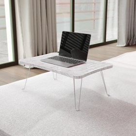 Resim Taşınabilir Katlanır Yatak Koltuk Üstü Hasta Servis Laptop Bilgisayar Çalışma Sehpası - Beyaz Mermer 