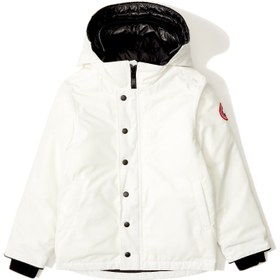 Resim Beyaz Kapüşonlu Logo Detaylı Unisex Çocuk Parka 