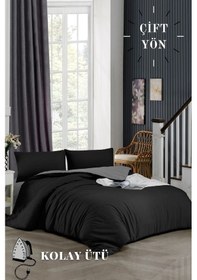 Resim Ely Parker Kolay Ütü 180x200 Battal Çift Kişilik Nevresim Takımı Çift Yönlü (Gri Lastik.Çarşaf+Yorgan K.+2 Y.K) 180 x 200 Gri 