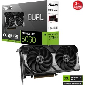 Resim Pazarcan Asus DUAL-RTX5060-O8G, 8gb, 128BIT, Gddr7, 1xhdmi, 3xdp Ekran Kartı 