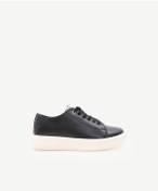 Resim Yargıcı Hafif Düz Deri Sneaker Siyah 