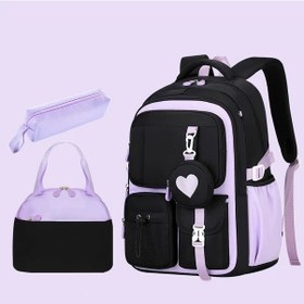 Resim Oldfriend Mor Kalpli Sırt Çantası Seti 3lü Büyük Kapasiteli Purple Laptop Çantası Mor 