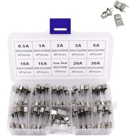 Resim Cam Sigorta Seti 6x30 Mm 72 Adet 9 Çeşit 250v Şeffaf Çantada 
