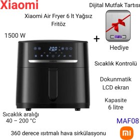 Resim Xiaomi 6 Lt 1500 W 8 Program, Dijital Ekran, Xxl Yağsız Airfryer, Sıcak Hava Fritözü+ Mutfak Tartısı Hediye 