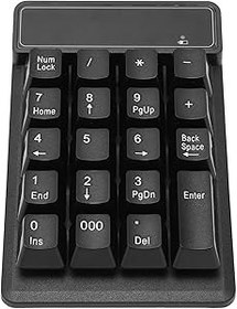 Resim Bewinner 19 tuşlu kablosuz sayısal tuş takımı, mini USB 2,4 G sessiz sayı klavyesi, dizüstü bilgisayarlar için finansal muhasebe için taşınabilir sayı bloğu, siyah 