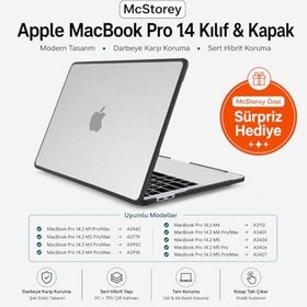 Resim McStorey MacBook Pro 14.2 İnç Kılıf A2442 A2779 A2918 A2992 A3112 A3401 A3185 A3434 A3426 A3427 Uyumlu Shockproof Rugged Hard Case TPU Bumper Darbe Korumalı Hibrit Sert Kapak Şeffaf 