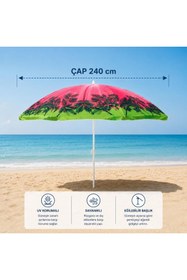 Resim abnturk Renk Desen Garantisi Yoktur.! 8 Telli 240 Cm Çaplı Katlanabilir Taşınabilir Dayanıklı Polyester Kumaş Plaj Deniz Şemsiyesi & Bahçe 