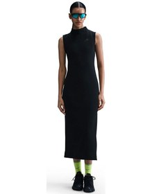 Resim Nike Womens Tech Fleece Maxi Tank Dree Balıkçı Yaka Fermuar Yırtmaçlı Kadın Elbise Siyah 