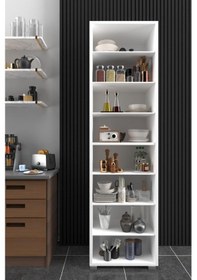 Resim Açık 8 Raflı 180 Cm Erzak Kiler Dolabı Kuru Bakliyat Dolabı Mutfak Organizeri Mutfak Rafı Beyaz Beyaz 