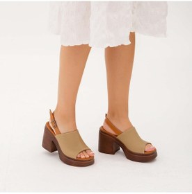 Resim Tamer Tanca Kadın Hakiki Deri Vizon Topuklu Sandalet 231 204 Bn Sndlt Y22 Vızon/taba Taba - Vizon 