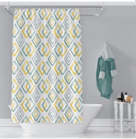 Resim Banyo Perdesi 3589 1x180x200, Perde Borusu Askı Aparatı Köşe Boru Beyaz Hediyeli, Duş Perdesi Seti Çok Renkli 