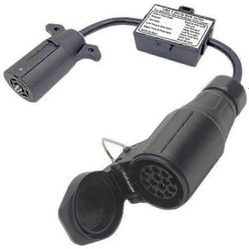 Resim Abd'den Avrupa'ya Römork Işık Dönüştürücüsü 7 Düz Soket Abd Aracı - 13 Pinli Yuvarlak Fiş Ab Römork F26 Siyah 