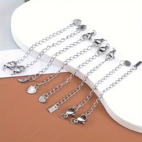 Resim 10 adet MINGXUAN Moda Paslanmaz Çelik Uzatma Zincirleri ile Yengeç Kilitleri, 304 Mücevher Yapımı DIY Bağlantı Elemanları Kolye Bileklik Yapımı için 