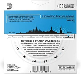 Resim D'Addario çelik telli akustik gitar, DÜNYANIN EN POPÜLER MARKASI'NDAN EN YÜKSEK KALİTE, EJ11-3D, 80/20 Bronz, Işık (12-53), 3 paket 
