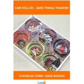 Resim Estetik Şans Oyunları Temalı Yuvarlak Cam Küllük 