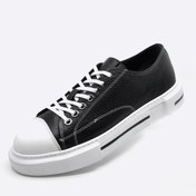 Resim Fosco Hakiki Deri Sneaker Erkek Ayakkabı Siyah Beyaz 9901 