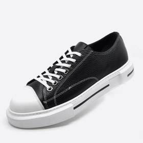 Resim Fosco Hakiki Deri Sneaker Erkek Ayakkabı Siyah Beyaz 9901 