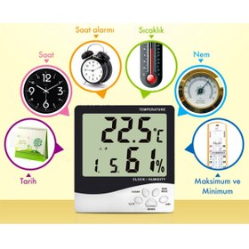 Resim LYK H 100 Sıcaklık ve Nem Ölçer, Saat, Tarih, Alarm 
