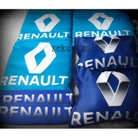 Resim Reno Turkuaz Mavi Oto Boyun Yastığı, Servis Kılıfı Kemer Konf Set 