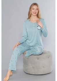 Resim Uzun Kol Pijama Takımı Mevsimlik Viskon Alperi 790-64 YESIL 
