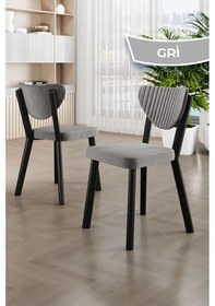 Resim Canisa Arfe Serisi 4 Adet Gri Mutfak Sandalyesi Siyah Metal İskeletli 1. Sınıf Babyface Kumaş Sandalye Gri Ayaklar Siyah 