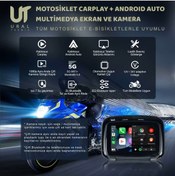 Resim UralTeknik Motosiklet Kablosuz Carplay Android Auto 5''dokunmatik Ekran 2 Kamera Lastik Sensörü Multimedya 