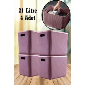 Resim Mor 21 Lt Saklama Kutusu, Dolap Içi Düzenleyici ve Sepet Seti 