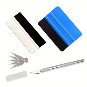 Resim 3 Parça Araba Vinil Kaplama Aracı Kiti: Plastik Kazıyıcı, Cam Filmi Uygulama Aracı, Folyo Keçe Silecek, Vinil Spatula, Duvar Kağıdı Uygulama Aracı - Ekstra 5 Bıçak Dahil 